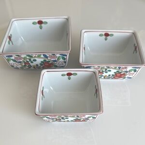 Vintage Japanese serving dishes Floral square